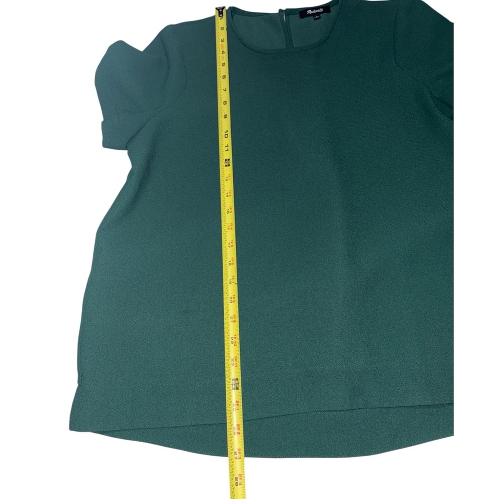 Madewell Green Tailored High-Low Hem Textured Short Sleeve‎ Shirt Size Large - Picture 9 of 10